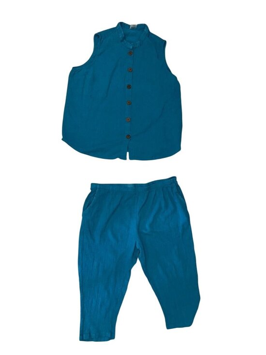 Blair Pants - Blair 2XL Womens Teal Sleeveless Top & Pants Set 100% Cotton